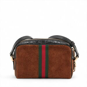 Gucci Patent Black Vernis Bag Leather Brown Shoulder Suede